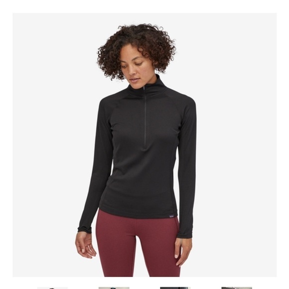 Patagonia Women's Capilene Midweight Zip-Neck black size Medium, thumb hooks - Picture 2 of 9